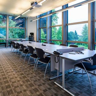 Modern seminar room with natural light