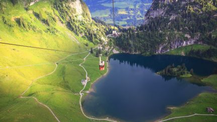 Seilbahn &uuml;ber dem Thunersee