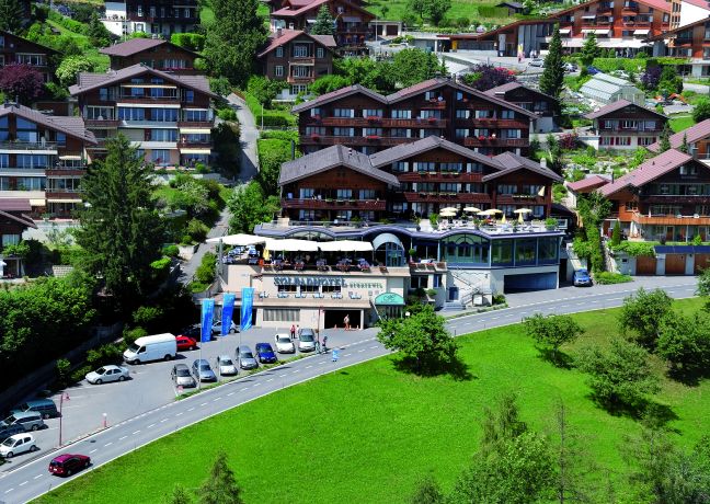 Vogelperspektive auf Veranstaltungsort am Thunersee