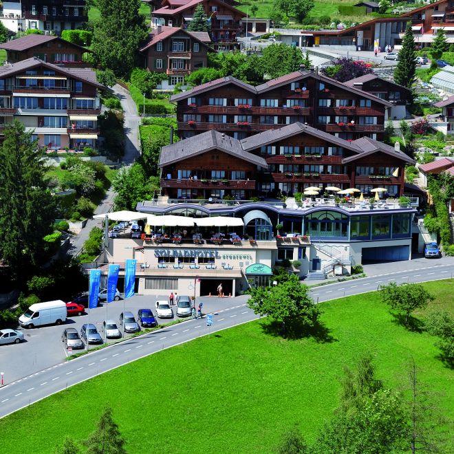 Vogelperspektive auf Veranstaltungsort am Thunersee