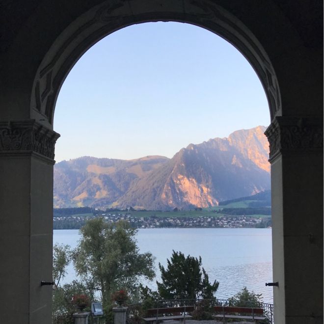 Panoramic view of Lake Thun
